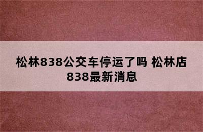 松林838公交车停运了吗 松林店838最新消息